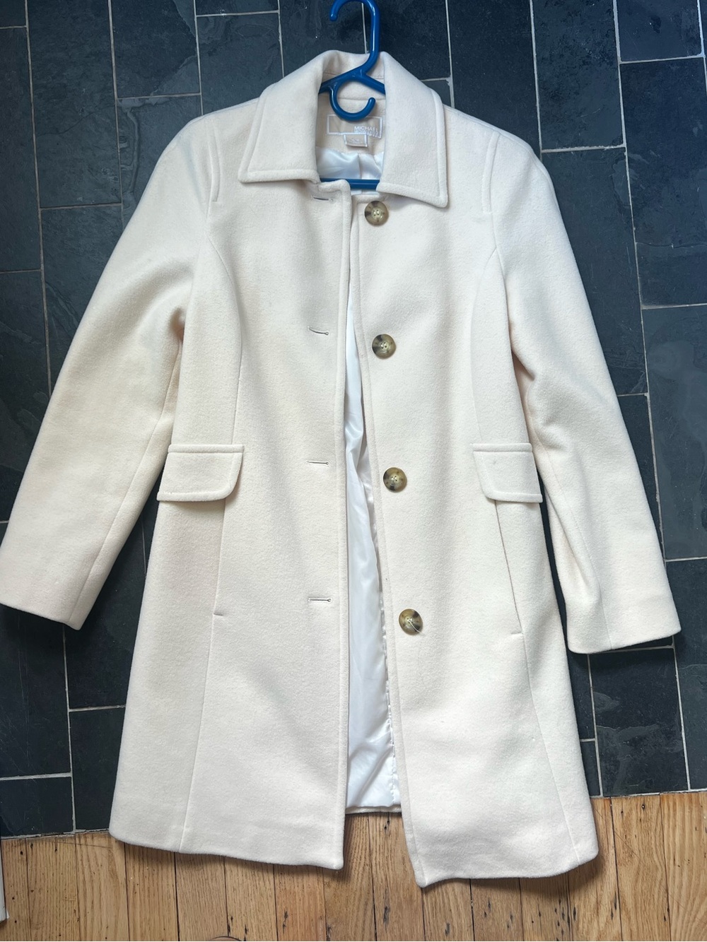 Michael Kors Cream Wool-Cashmere Pea Coat